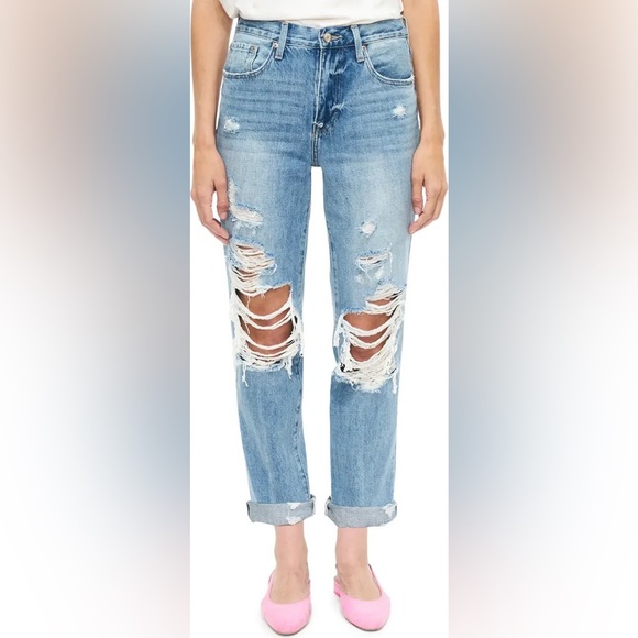 Pistola Presley Destroyed High Waist Relaxed Jeans - Picture 2 of 11